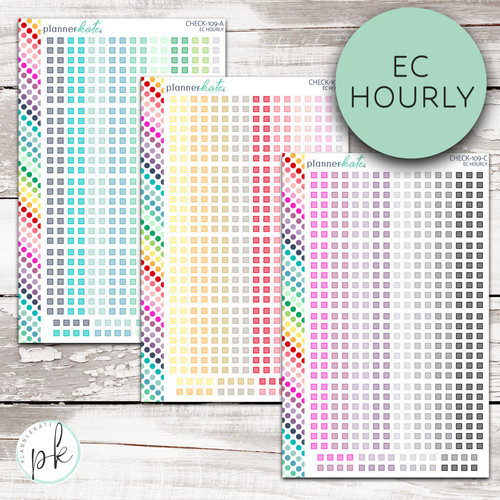 CHECK-109 || 7x9 EC HOURLY Checklist Planner Stickers - PK Rainbow ...