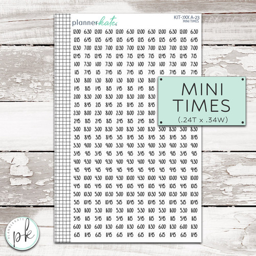 Small Time Sticker KIT-7XX A-23 || Mini Time Stickers | PlannerKate