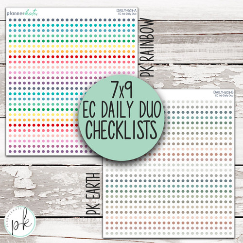 Daily Double Sticker DAILY-503 || 7x9 EC Daily Duo Checklist Stickers | PlannerKate