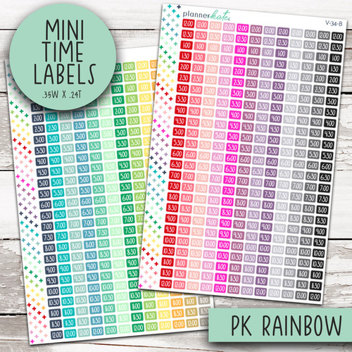 Collection Times Label V-34-A/B || Mini Time Labels for Planner - PK Rainbow | PlannerKate