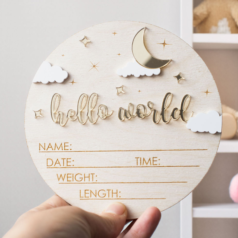 hello world geburtsschild aus 3d birkenholz