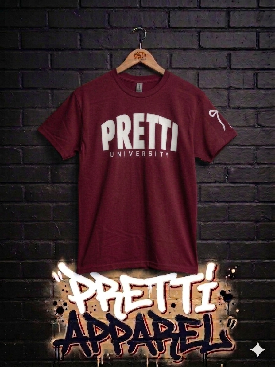 Pretti University Color Tee (White Letters)