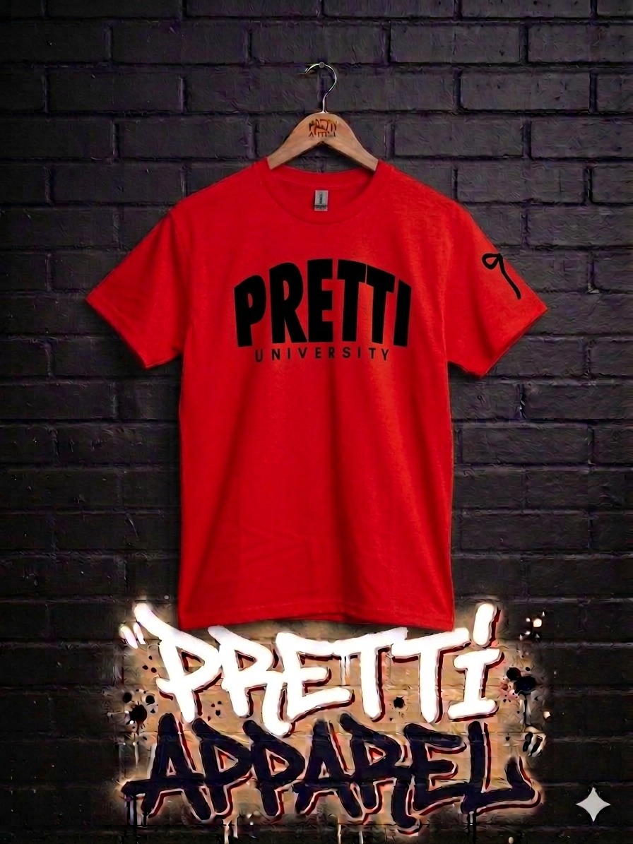 Pretti University Color Tee (Black Letters)