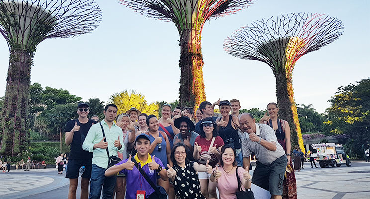 Group photo of team while on a tour in Singapore