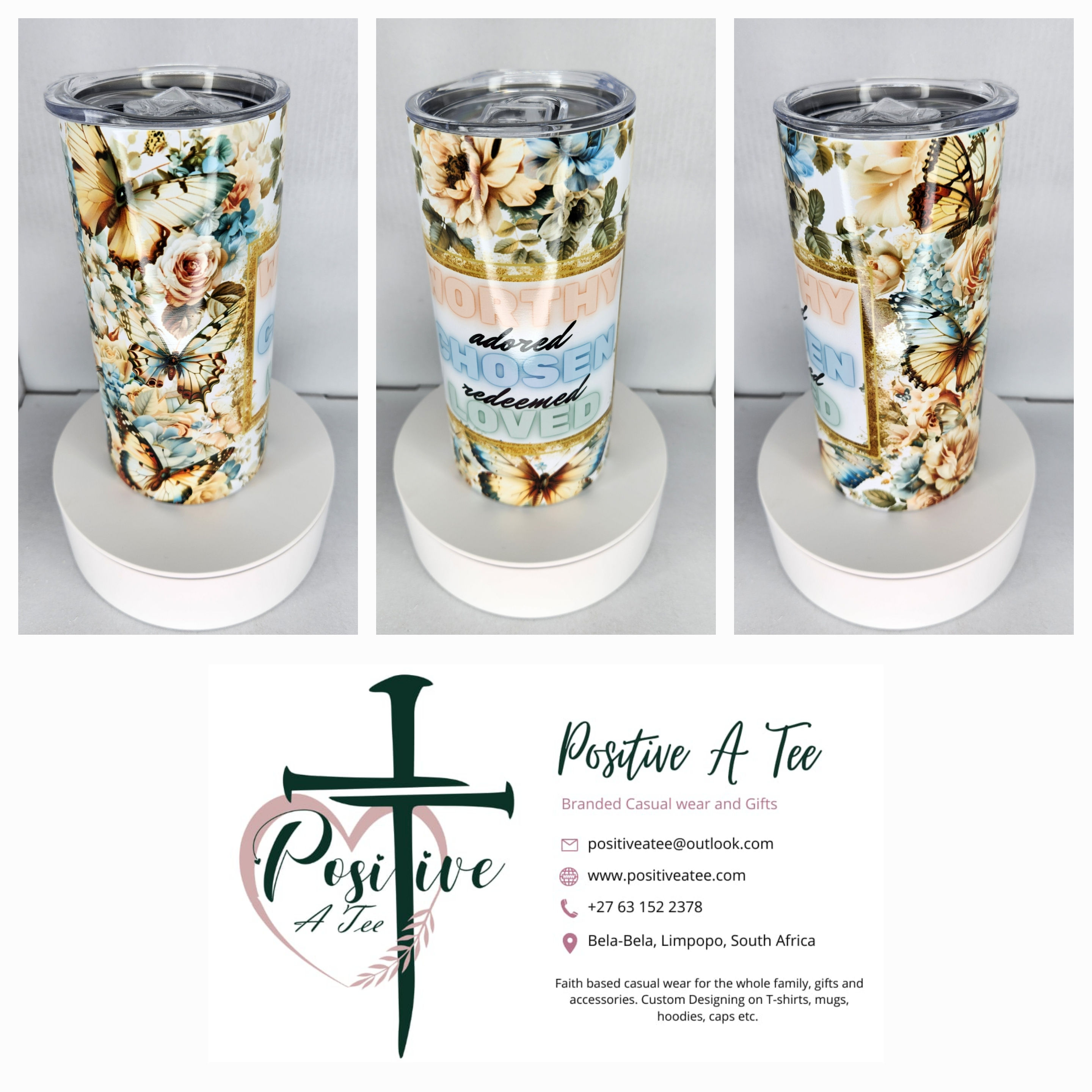 Worthy Chosen loved butterfly 440ml Tumbler