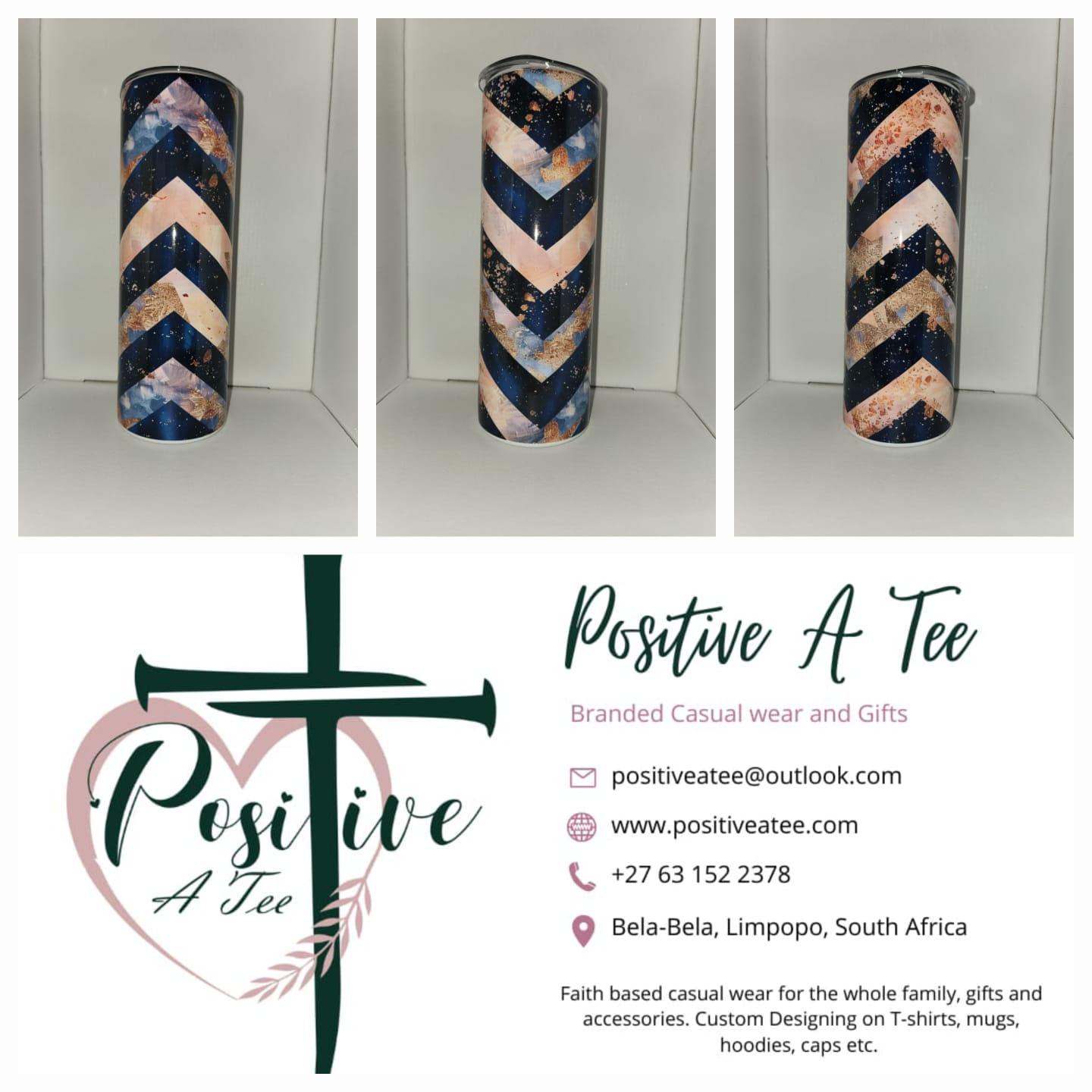 GLITTER DENIM STRIPS (600ml Tumbler)