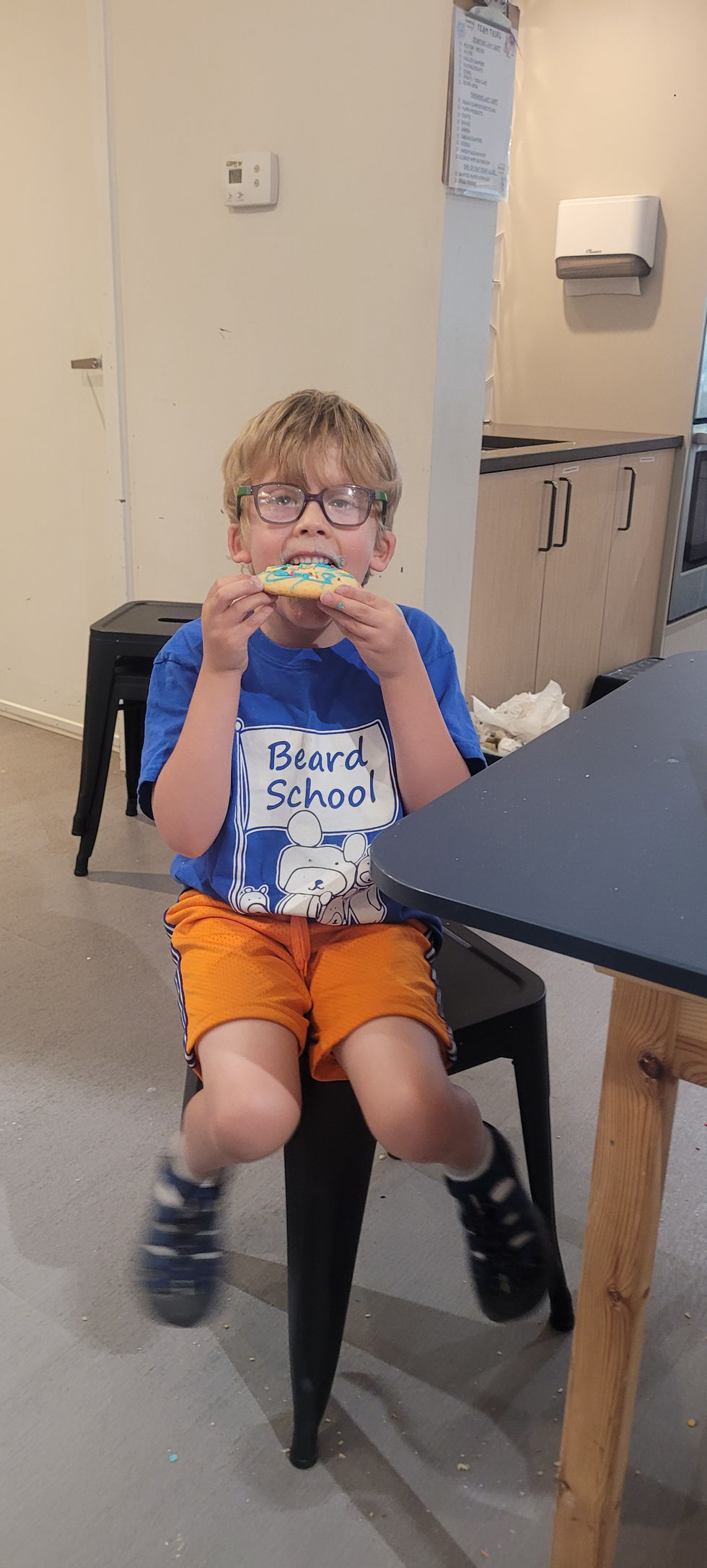 Student eating a snack