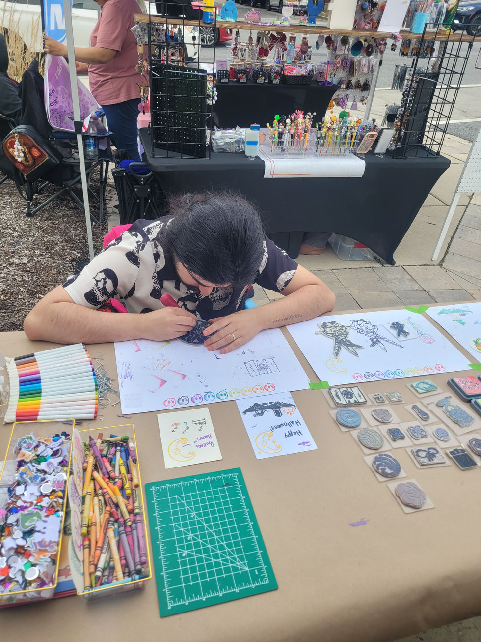 Juan carving a new stamp