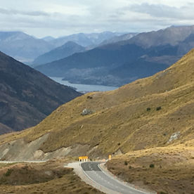A remote road through the mountains in the South Island of New Zealand