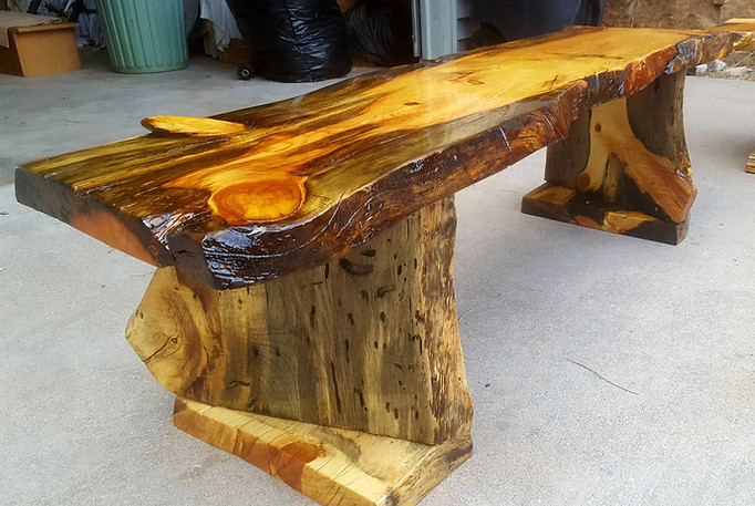 Live Edge Slab Bench | Rustic Bench