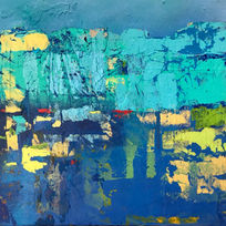 Paint and print collage landscape. A multi layered process aims to capture the surface texture, colour and pattern seen in nature.