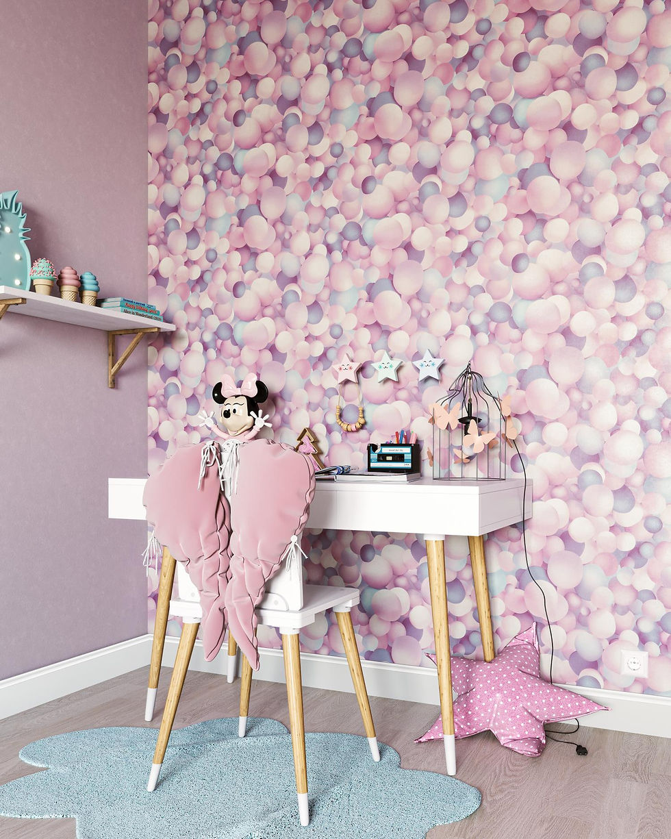 Миниатюра: Bubbles Home Color. 71650-56, 71650-63. Обои  3D-эффект. Детские. Пузырьки.