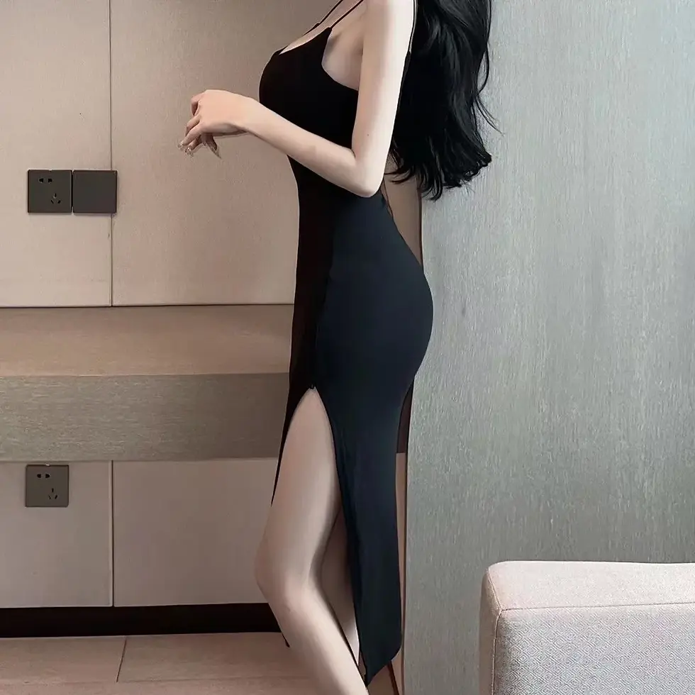 Thumbnail: Sexy Camis Y2K Mid Dress Women Summer Vintage Y2K Backless Split Kpop Dresses