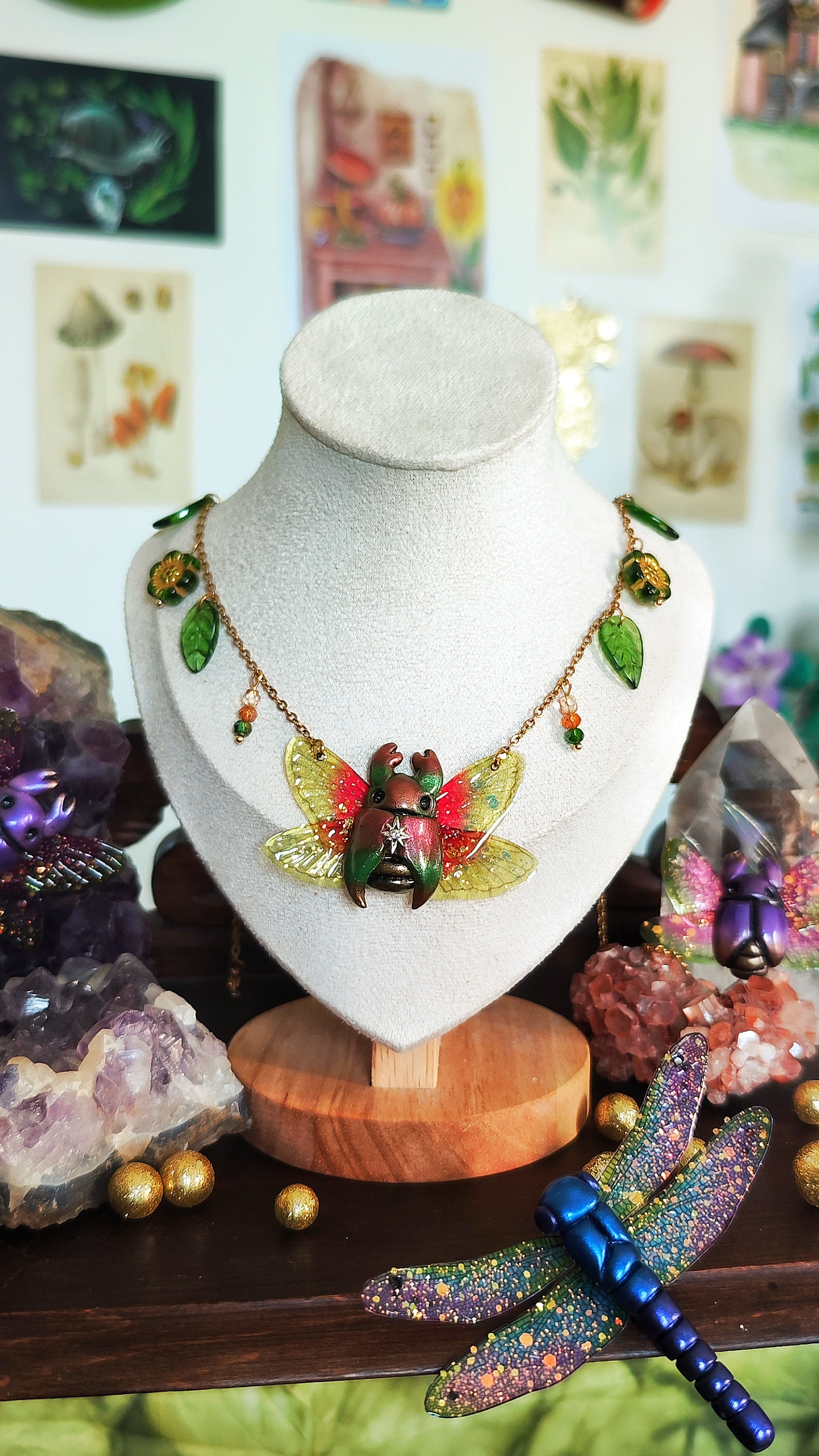 Collier scarabée vert premium gold