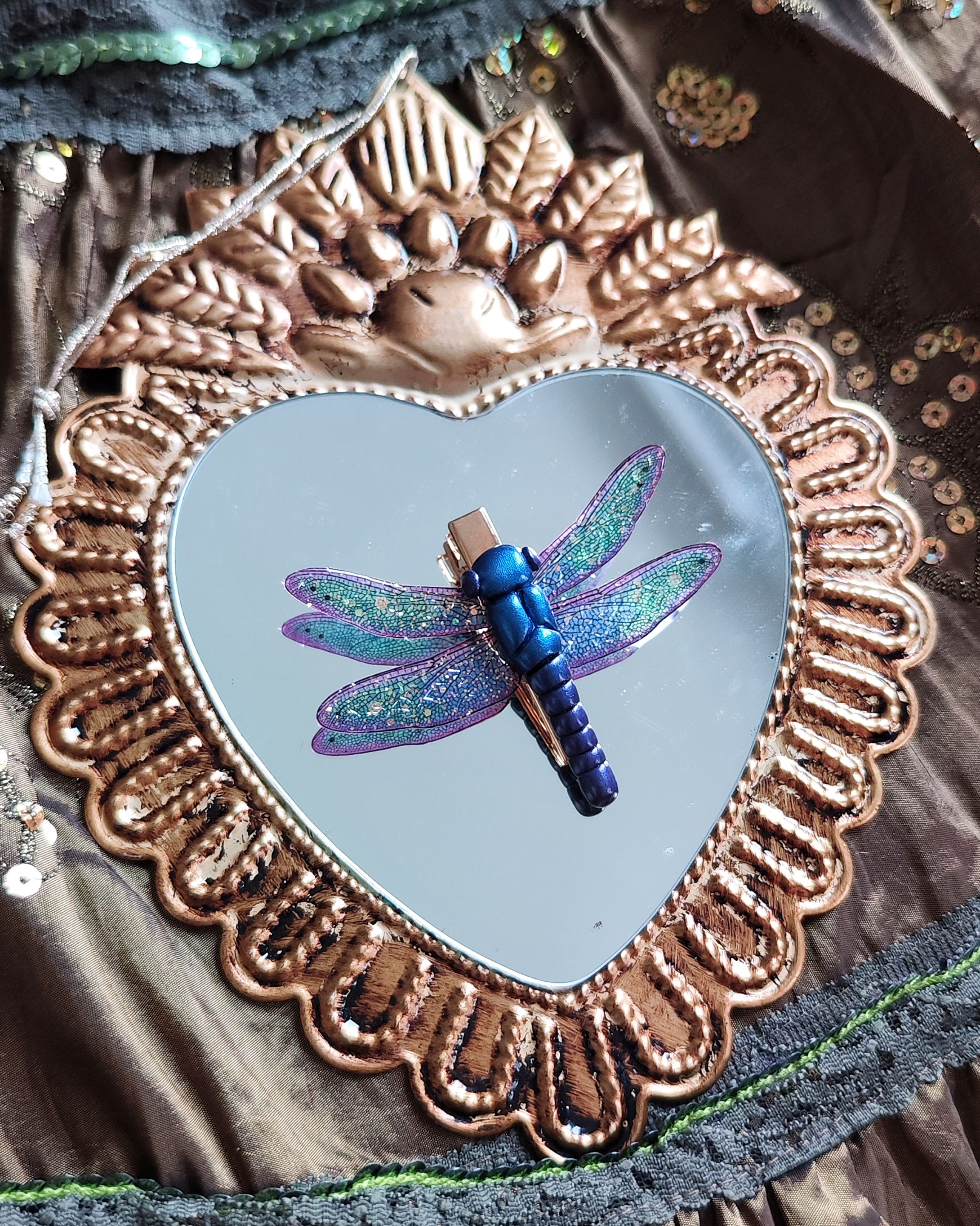 Barette libellule violet