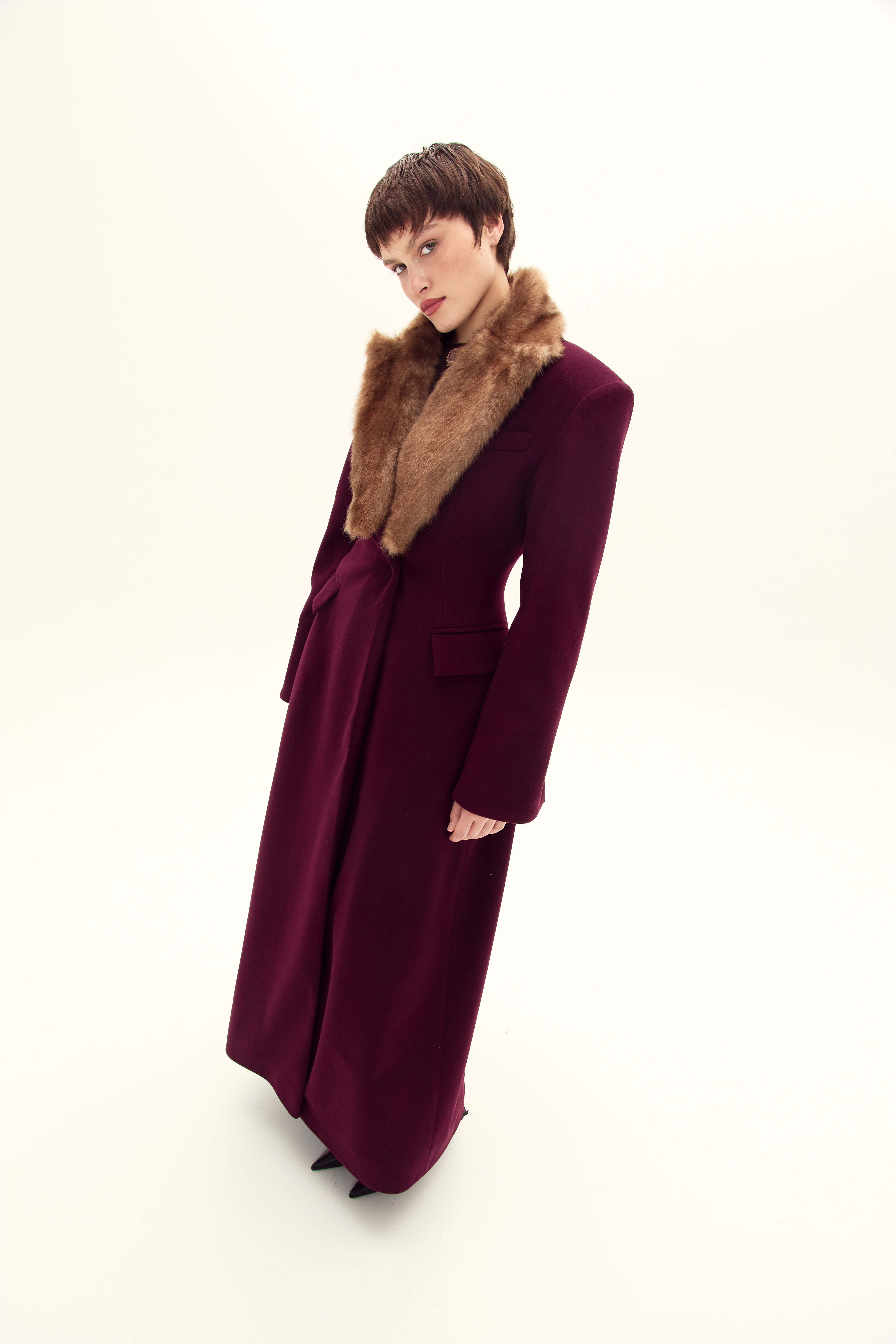 Пальто «LILIT» зі зʼємним коміром MARSALA