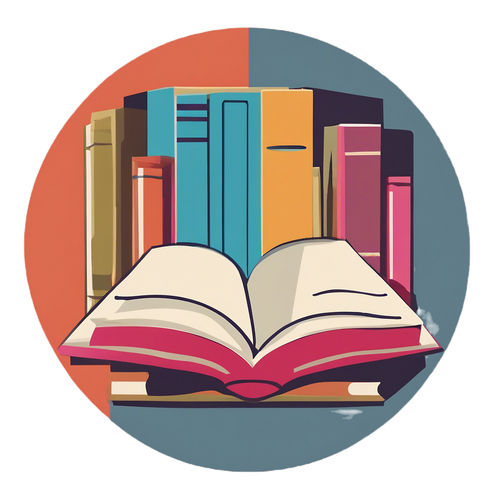 a colored circle with a book in the center logo