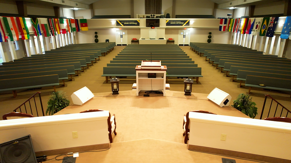 A beautiful picture of inside of the sanctuary at Tabernacle Baptist Church
