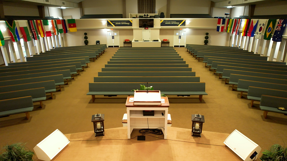 A beautiful picture of inside of the sanctuary at Tabernacle Baptist Church