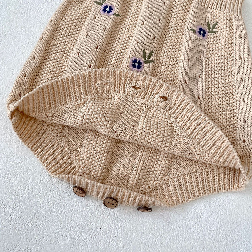 Thumbnail: Organic Baby Cardigan and Romper Beige