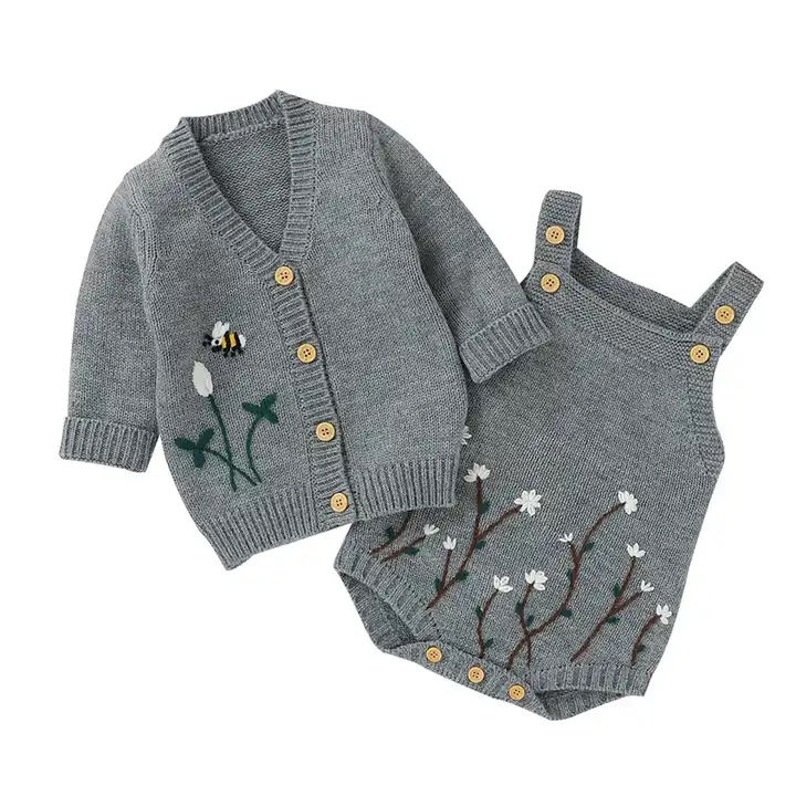 Thumbnail: Baby Knitted Cardigan with Embroidery