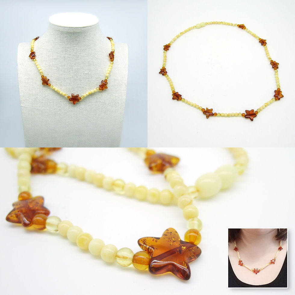 amber stars & beads necklace