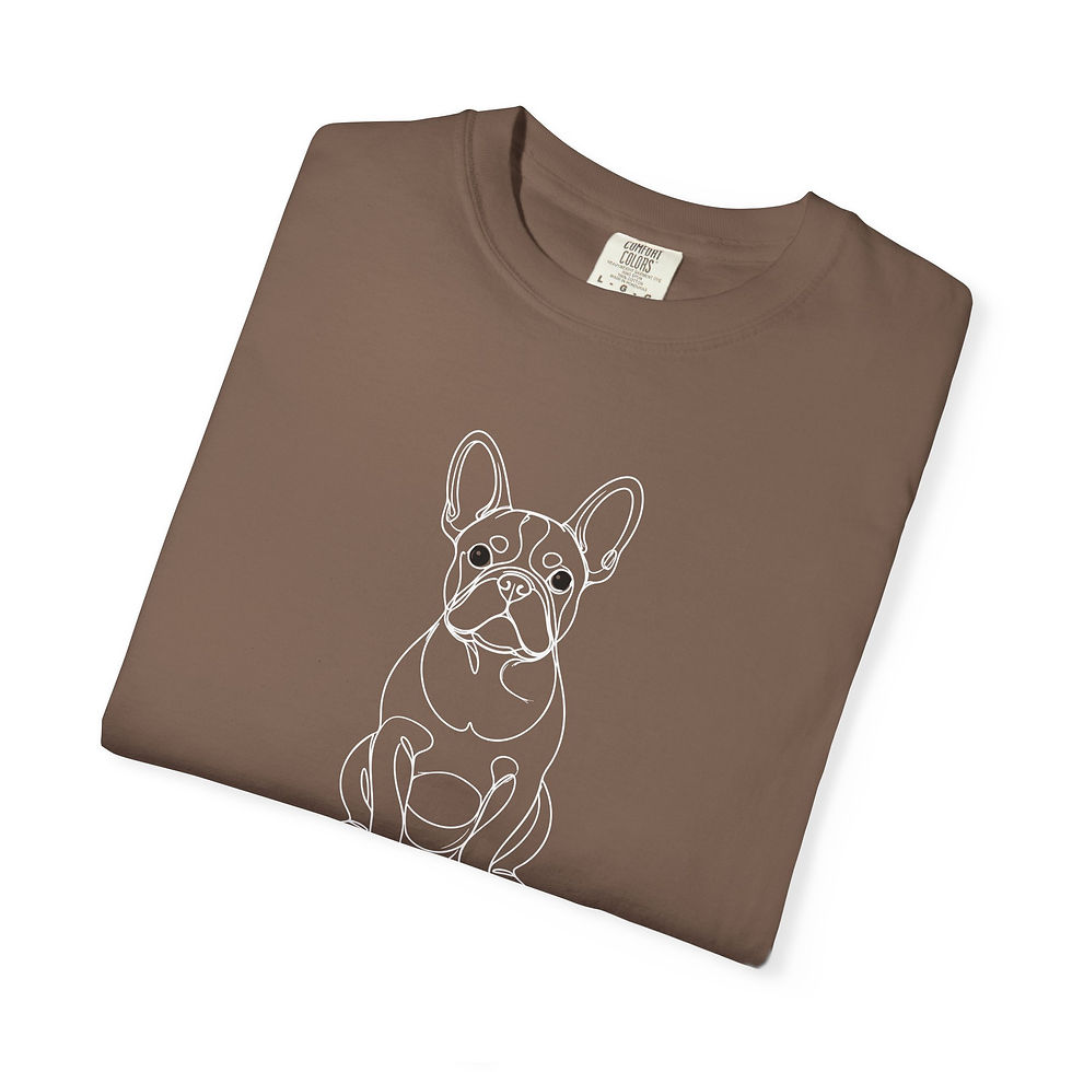 Thumbnail: Frenchie Line Art T-Shirt — Unisex | White