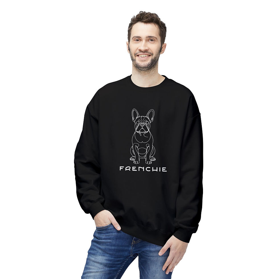 Thumbnail: Frenchie Line Art Sweatshirt — Unisex | White