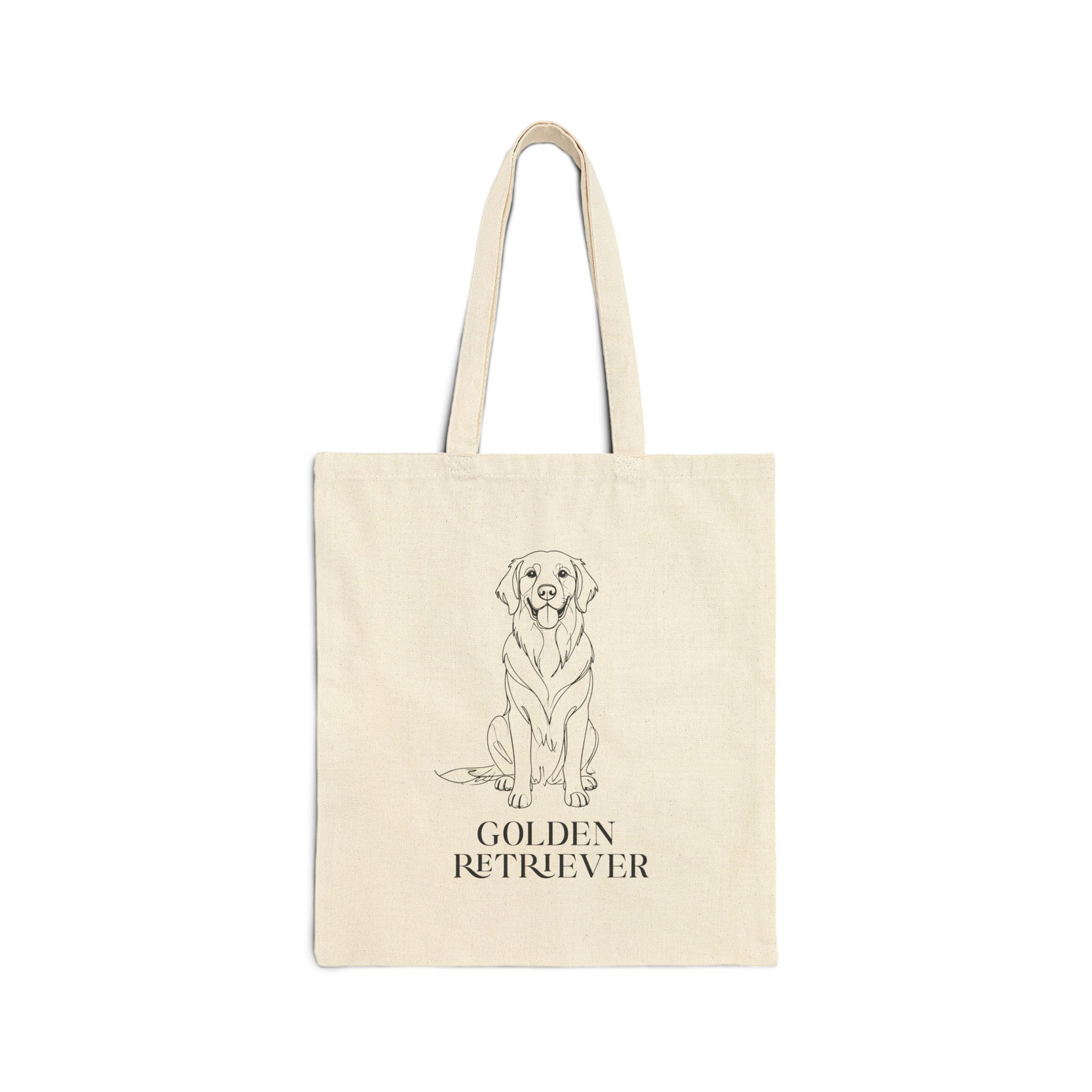 Golden Retriever Line Art Black Print Canvas Tote Bag