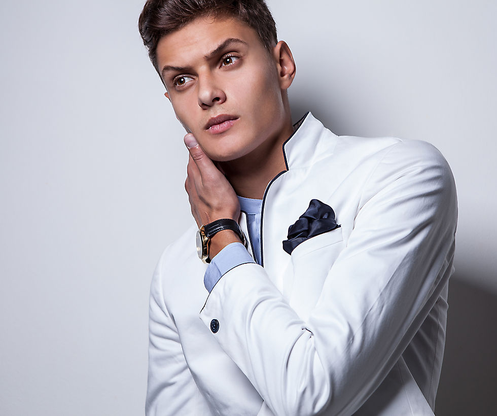 Male model in white jacket