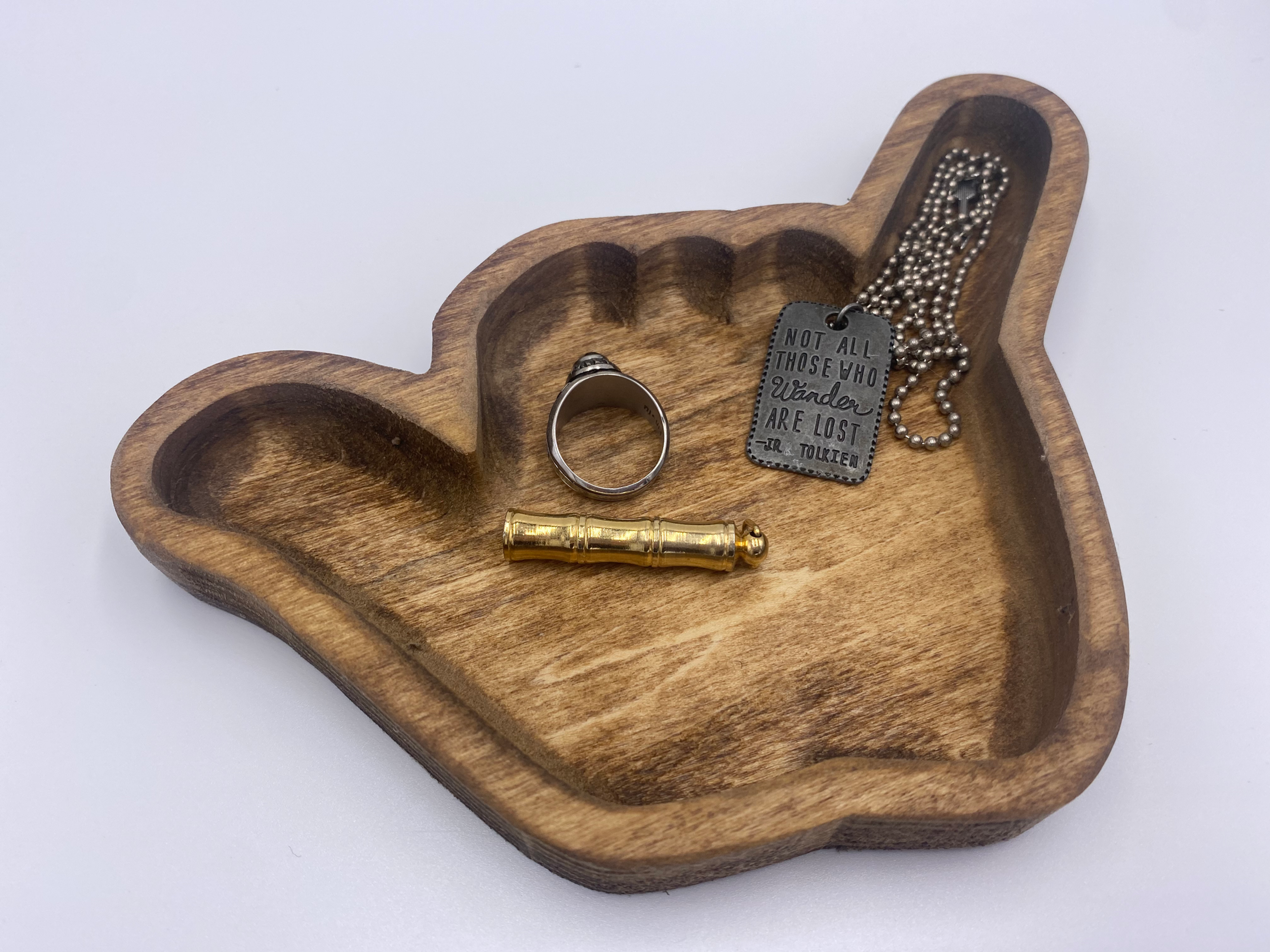 Hang Loose Surfer “Shaka” Hand Sign Wood Carved Tray