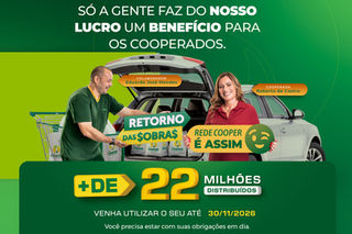 Rede Cooper inicia distribuição de mais de R$ 22 milhões em Retorno das Sobras