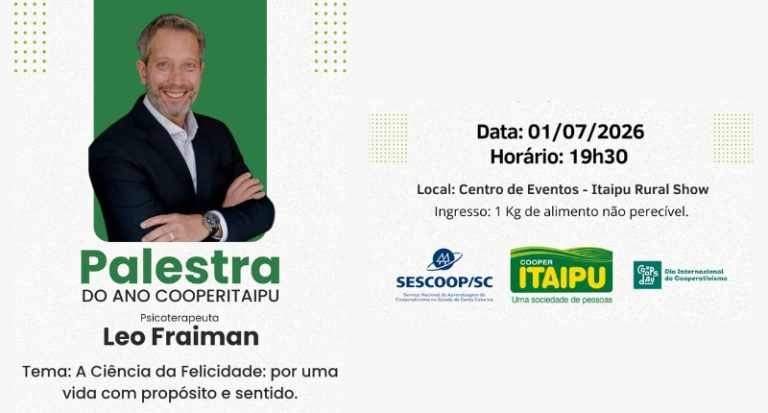 Palestra do Ano na Cooperitaipu traz o psicoterapeuta Leo Fraiman