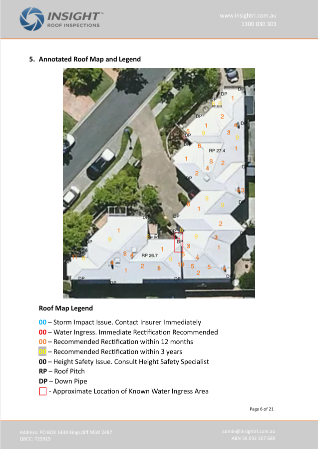 Roof report annotated roof map