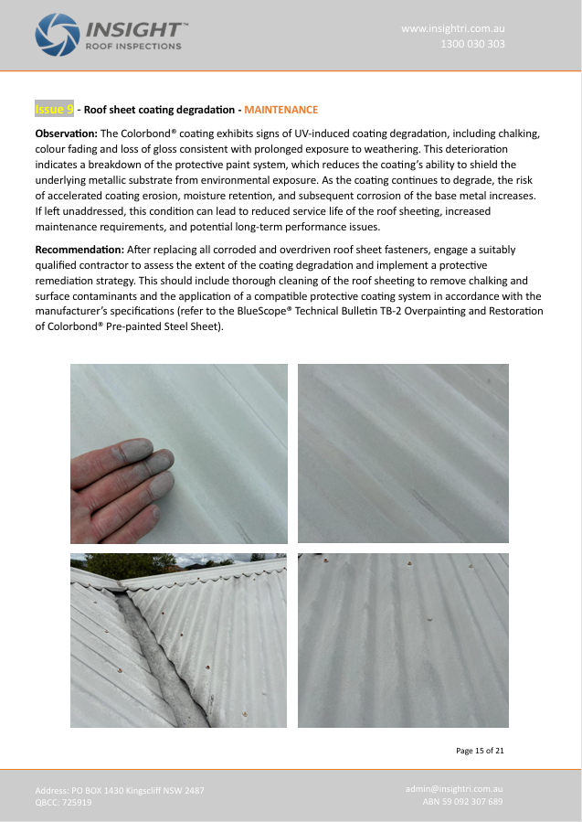 Roof report issue 9 - maintenance