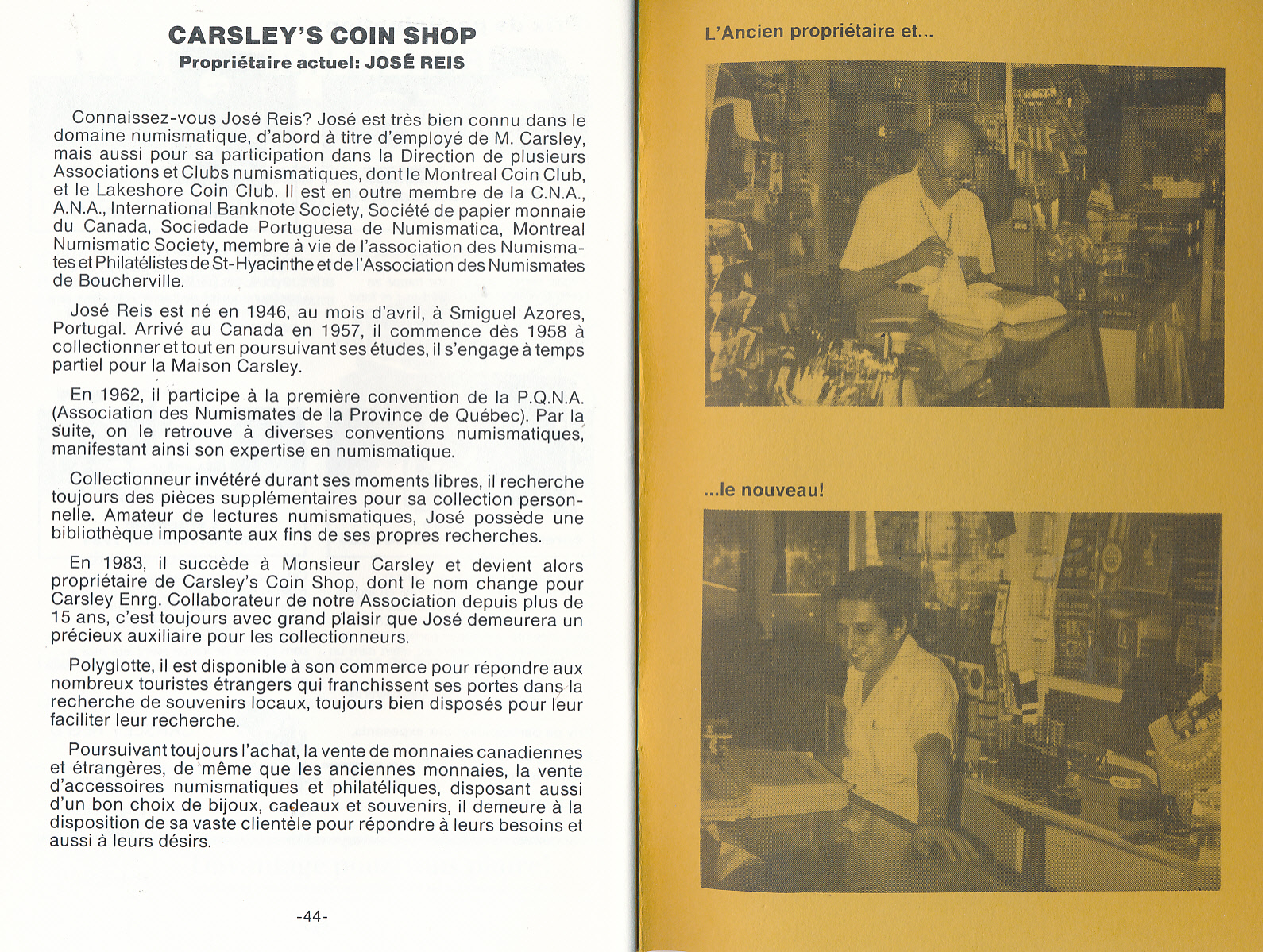 Article about/sur Carsleys 1970's