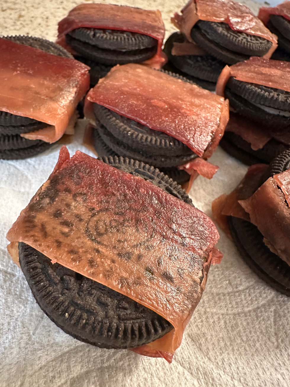 Vegan Bacon wrapped Oreos