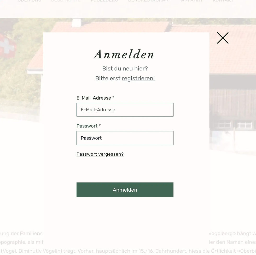 Screenshot des Anmeldeformulars für den Mitgliederbereich