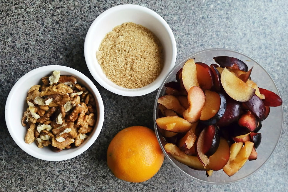 ingredients for gluten-free and dairy-free plum cake