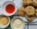 Swede and Hummus Fritters with dips