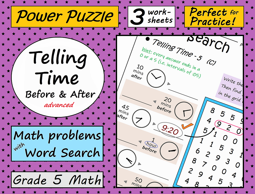 Telling Time, Before and After (Adv), Math (Grade 5)
