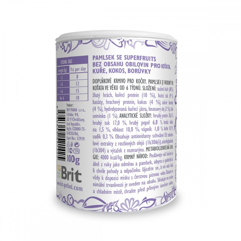 Прев'ю: Ласощі для кошенят Brit Care Cat Snack Superfruits Kitten, курка 100 г