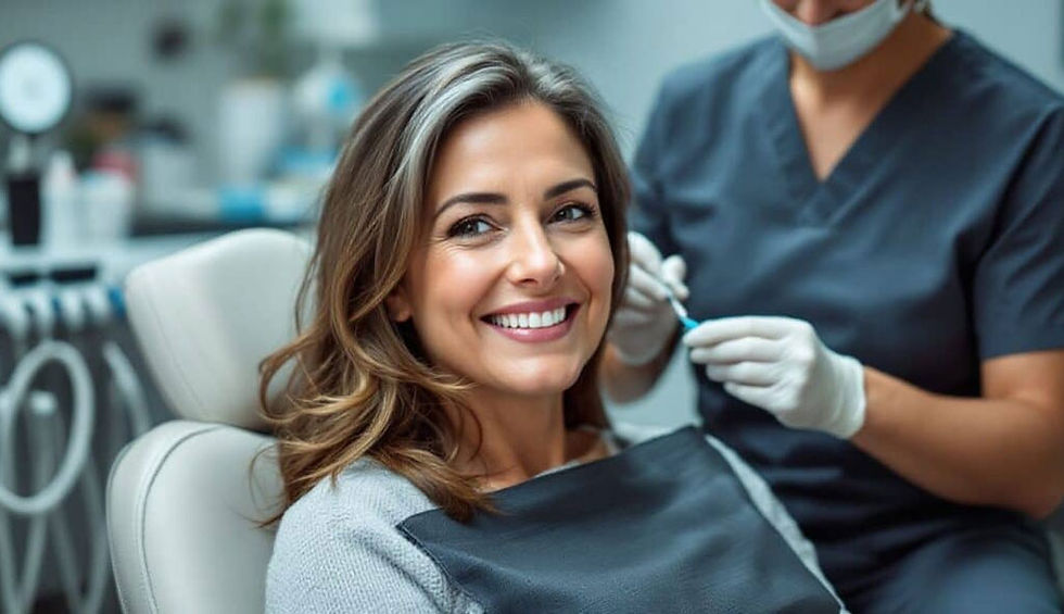 Happy woman in the dental chair
