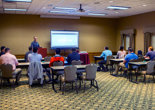Business presentation in a hotel meeting room