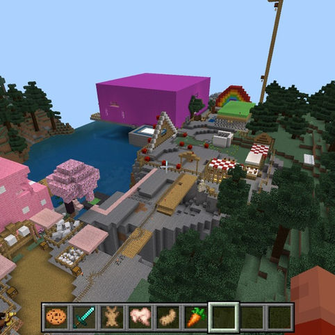 Minecraft world built on resources transformed into useful materials
