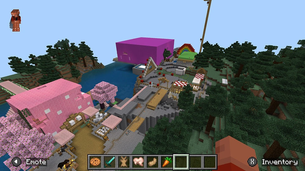 Minecraft world built on resources transformed into useful materials