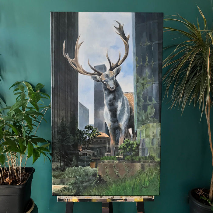 peinture acrylique cerf 