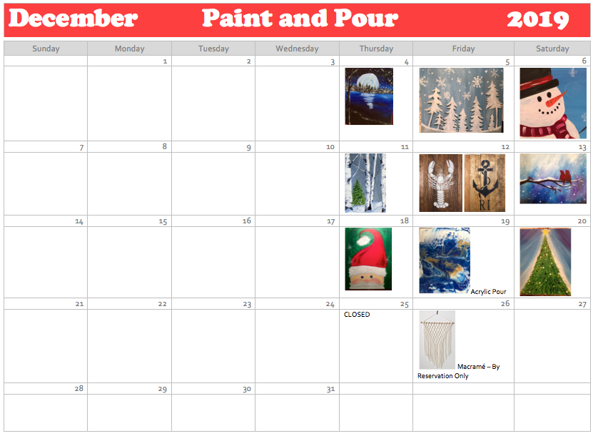 Paint and Pour Calendar artseastudio