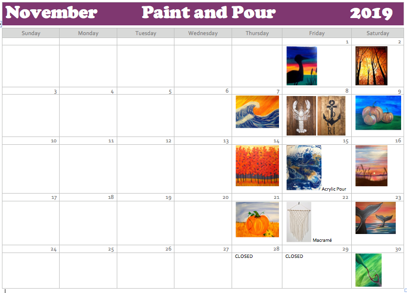 Paint and Pour Calendar artseastudio