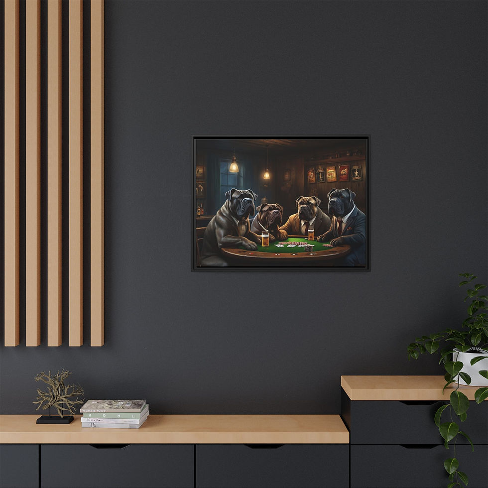 Thumbnail: Cane Corso Dogs PLAYING POKER Cards FRAMED Canvas